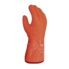JUBA - Guante PVC sobre soporte de algodón talla 10 sin costuras superficie arenosa largo 30cm color naranja