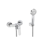 ROCA - Mezclador exterior Alfa para ducha con ducha de mano flexible 1,50m y soporte fijo cromado