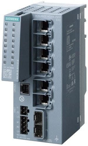 SIEMENS - Conmutador IE gestionable SCALANCE XC206-2SFP EEC 6 puertos RJ45 10/100 Mbits/s, 2 bahías SFP 100/1000 Mbits/s, 1 puerto de consola, led de