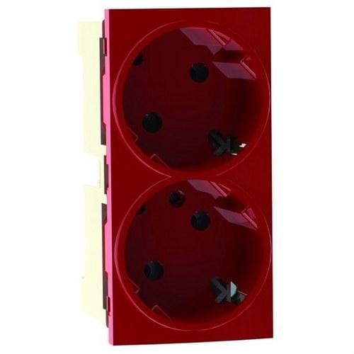 MMCONECTA - Módulo enchufe doble schuko 90x45 rojo