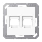 JUNG - Placa modular Jack-Radiall 2 tomas A blanco alpino