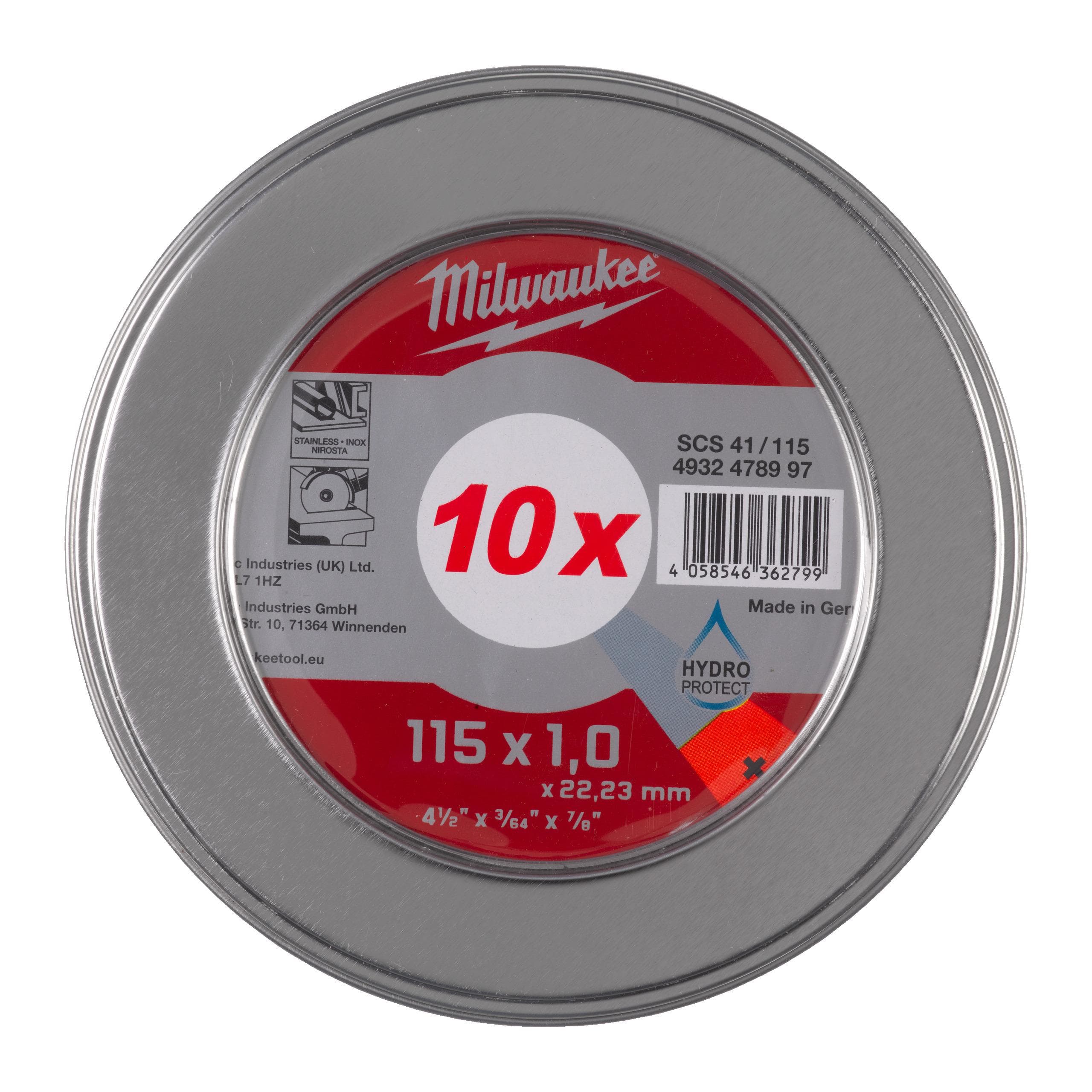 MILWAUKEE - CAJAMETALICA CON 10DISCOS PRO+ 1MM-SCS 41/115MM