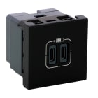 LEGRAND - Base cargador USB 2mod dos puertos Tipo C+C - 3A - 15W - Negro mate