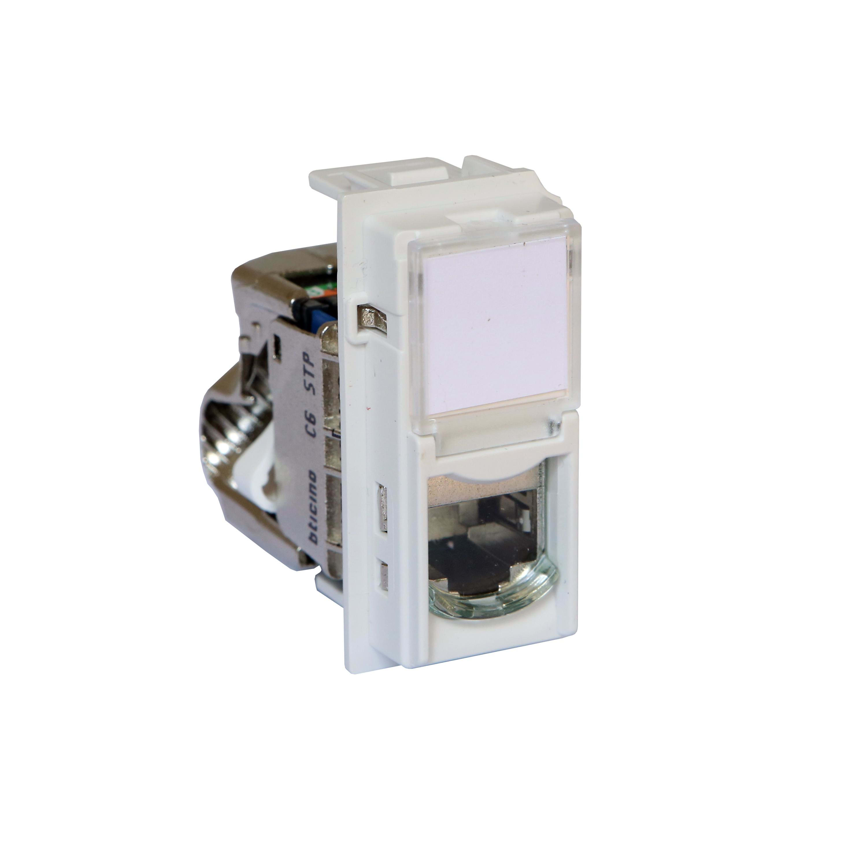 BTICINO - Base RJ45 Living Now - Cat. 6 - STP - Blanco - 1 módulo