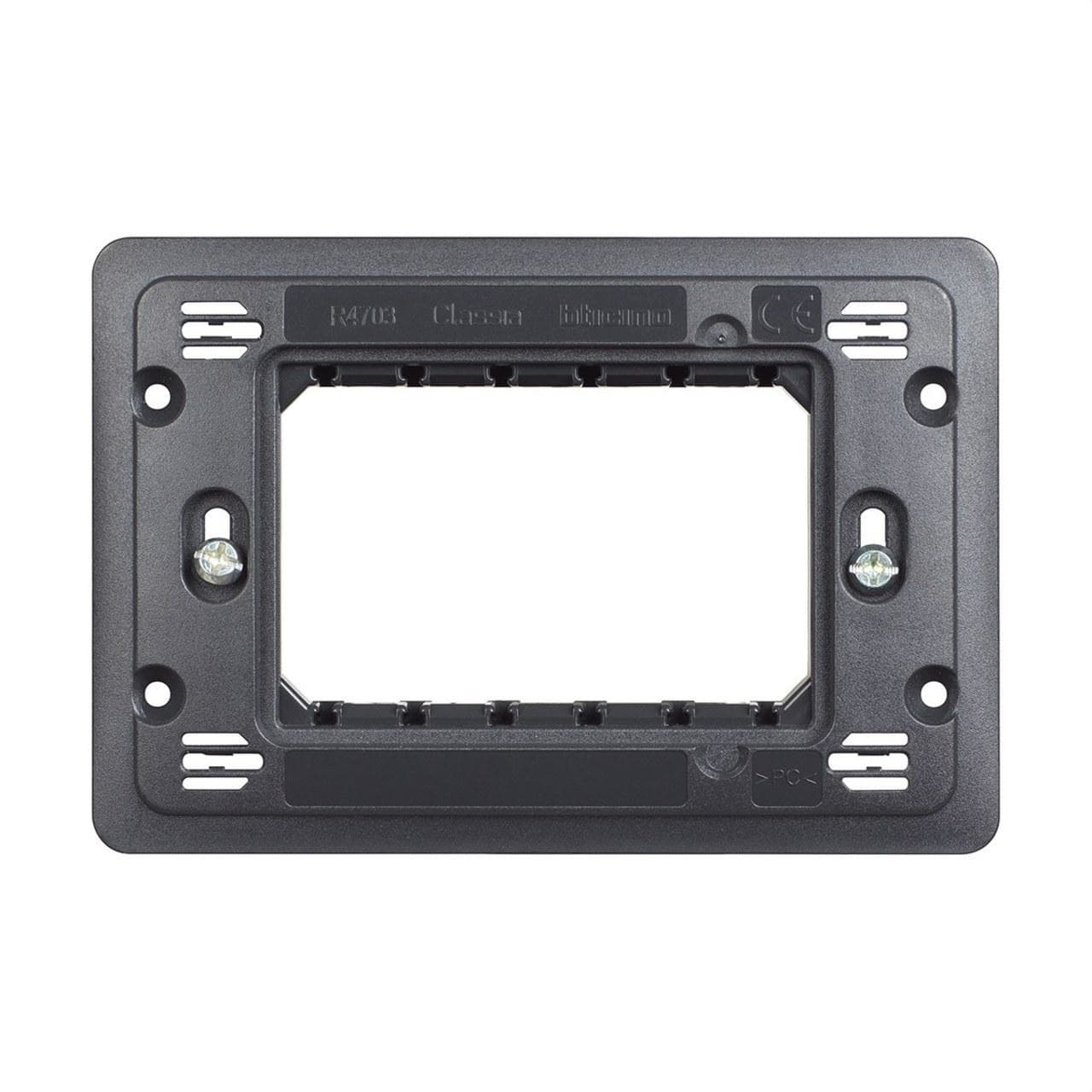 BTICINO - Soporte con tornillos para mecanismos y placas Classia plástico PC reforzado con fibra de vidrio 3 módulos