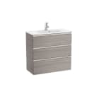 ROCA - Mueble UNIK THE GAP 800x380 roble city texturizado de tres cajones y lavabo en color blanco