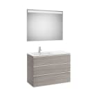 ROCA - Pack THE GAP lavabo a la izquierda 1000x460 roble city texturizado con UNIK THE GAP de tres cajones y espejo Eidos