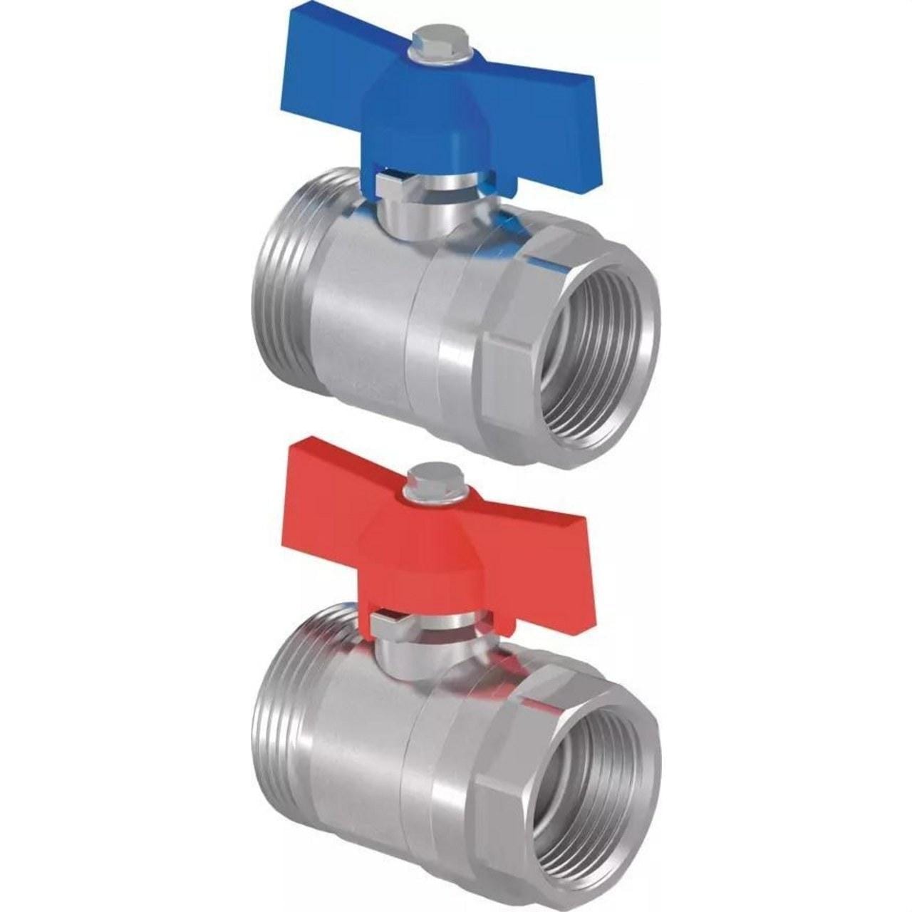 UPONOR - Válvula de esfera R1"MT-Rp 3/4"FT Uponor Vario en latón niquelado
