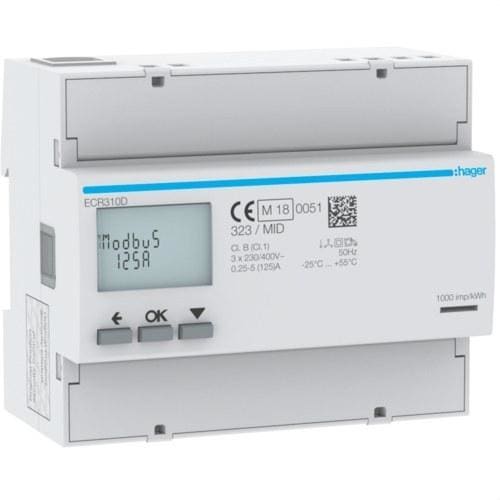 HAGER - Contador de energía 3F direct 125A 6M modbus MID