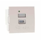 MMCONECTA - Módulo 45x45 con cargador USB doble A+C 5V 4,2A blanco nieve