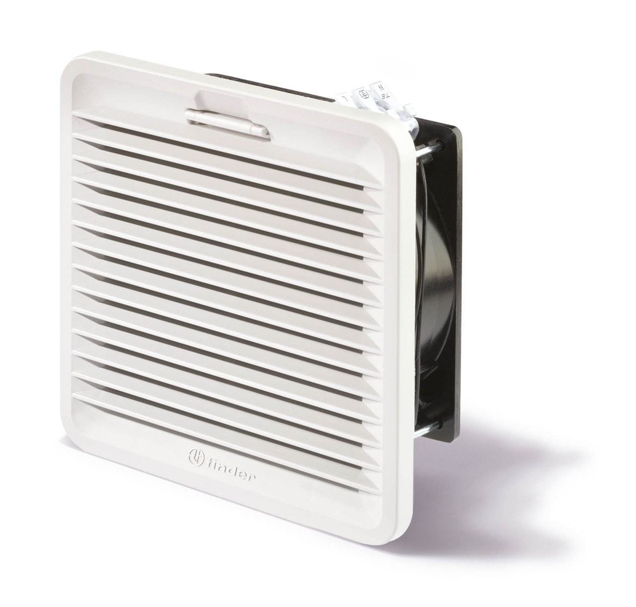 FINDER - Ventilador con filtro para uso interno SERIE 7F, 120V AC, tamaño 2, 125x125mm, volumen de aire 55m³/h