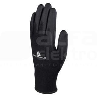 DELTA PLUS - Guante de poliéster con la palma de poliuretano talla 07 negro