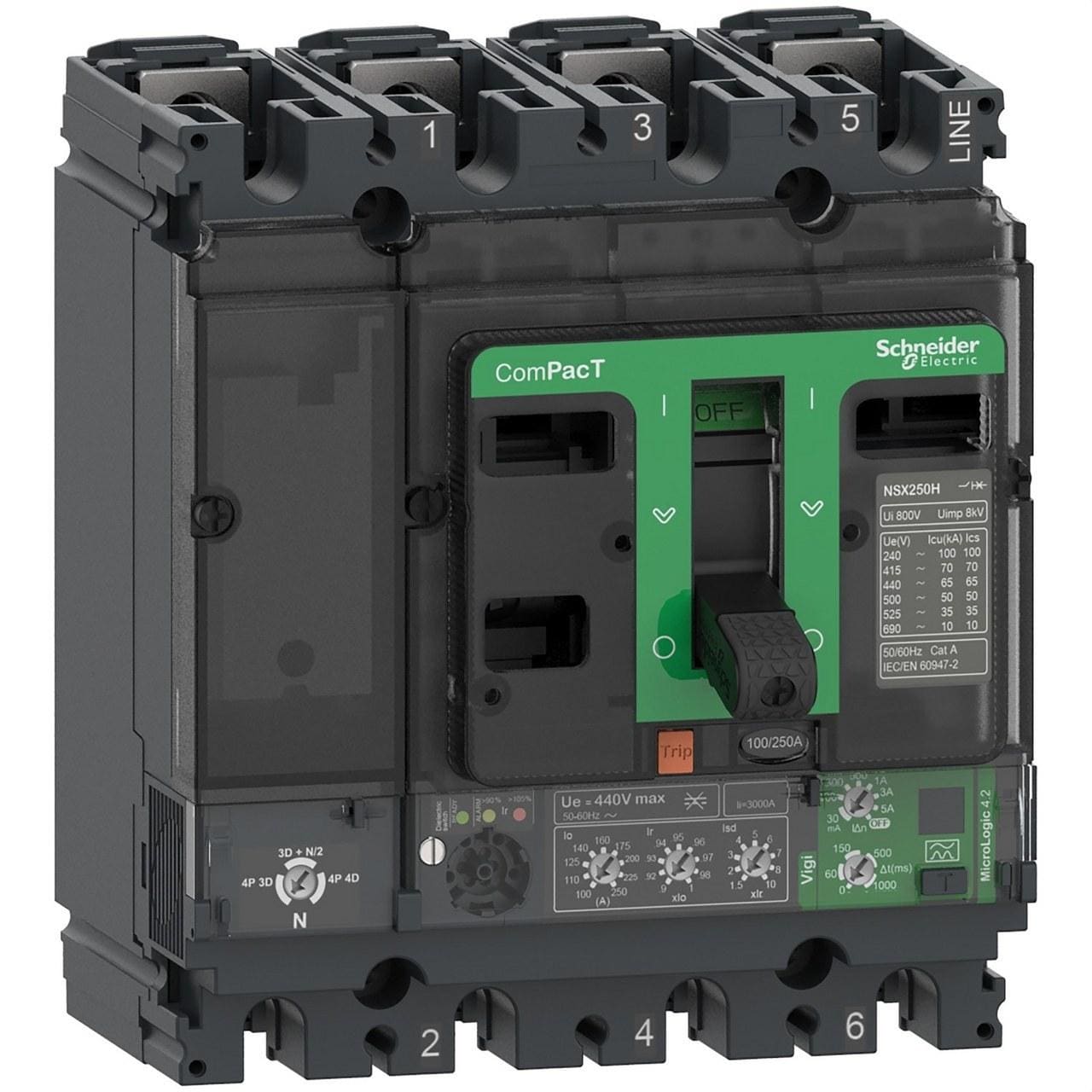 Schneider Electric - Bloque de corte NSX100F 36kA AC 4P4R 40A 4.2