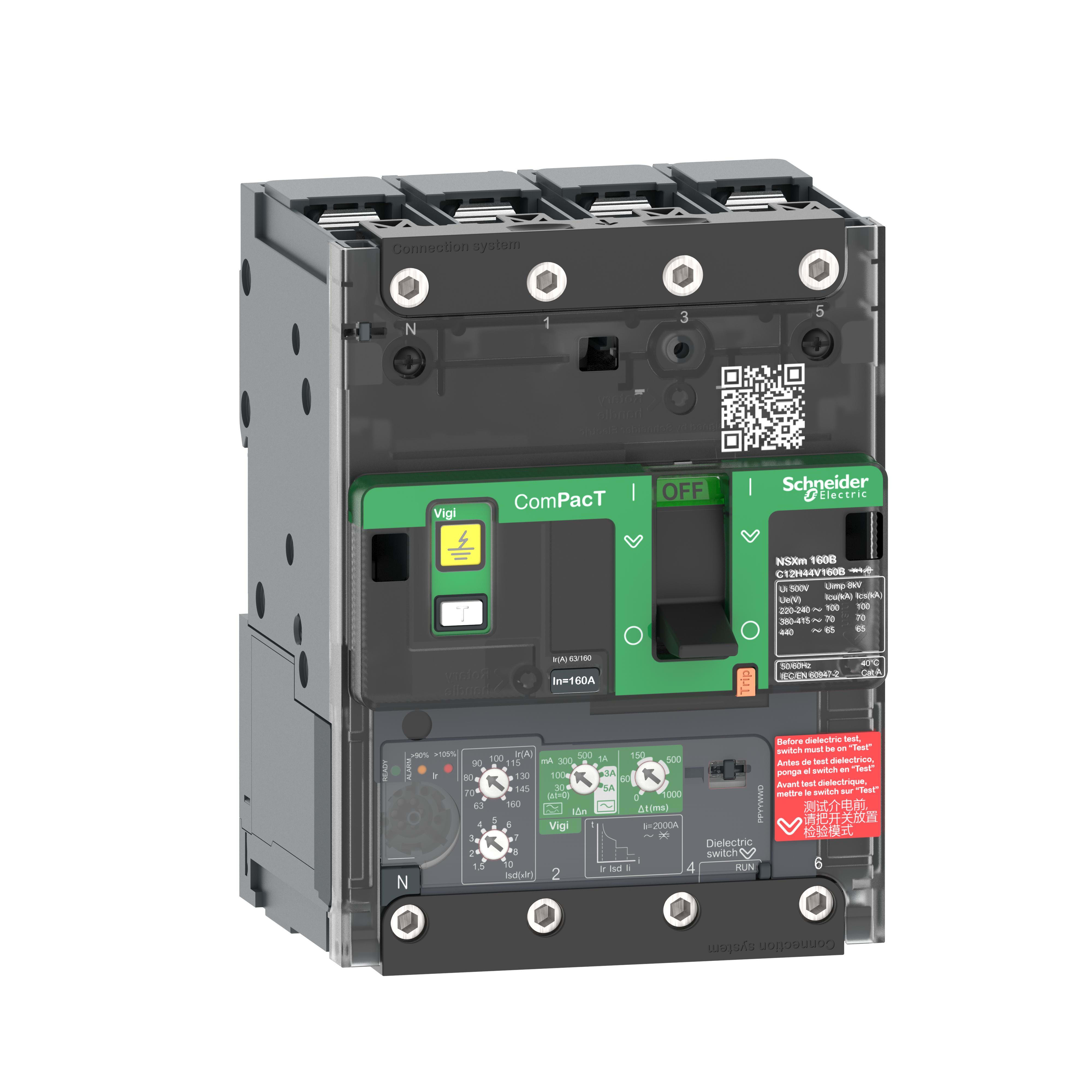 Schneider Electric - Interruptor NSXm160E 16kA AC 4P 160A 4.1 tornillo