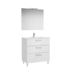 ROCA - Conjunto Victoria base+lavabo 800 blanco 3 cajones espejo aplique LED