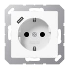 JUNG - Enchufe Schuko® cargador USB tipo C blanco alpino