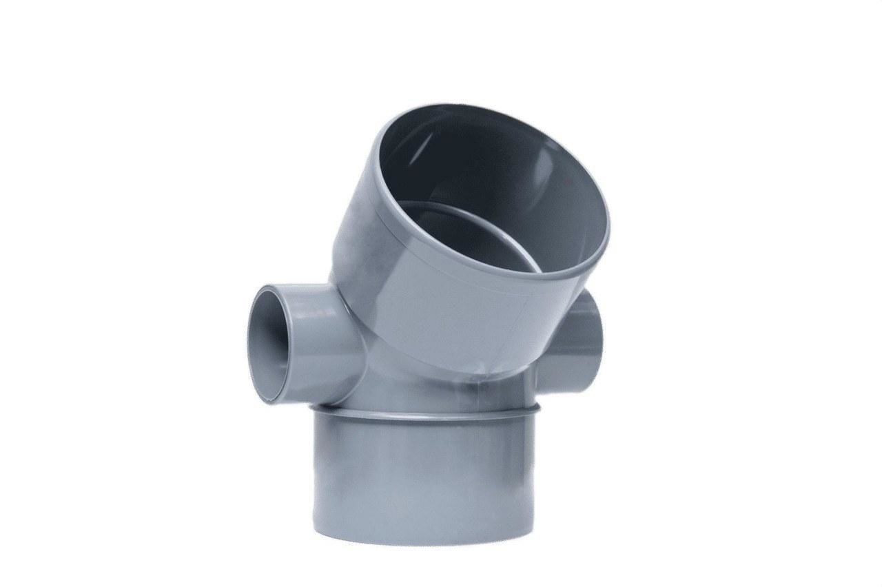 ADEQUA - Codo macho - hembra 45° CV-4-DT diámetro 110-50-50mm con doble toma lateral diámetro 50