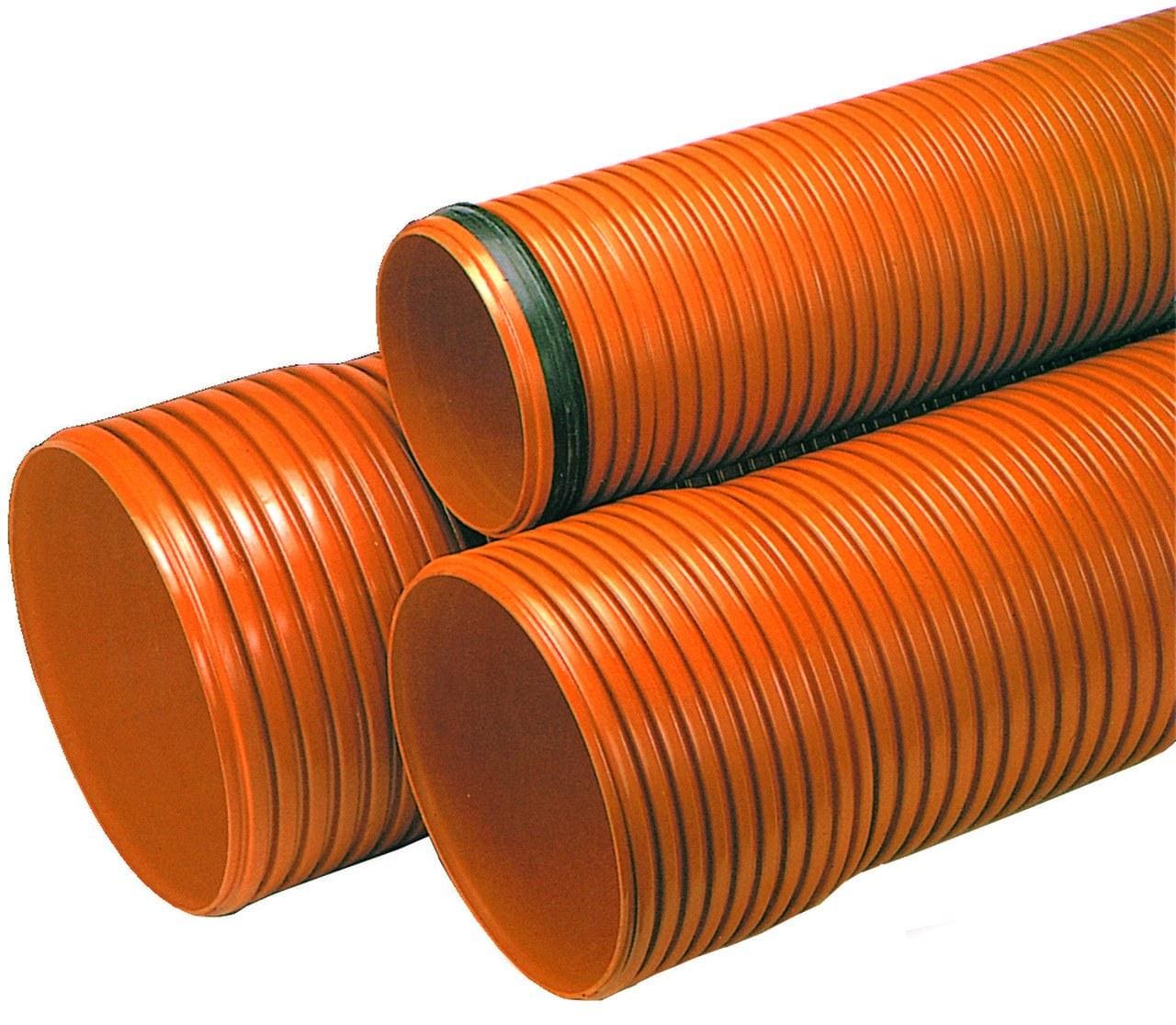 ADEQUA - Tubo corrugado PVC doble pared Teja SN8 diámetro 400 6m SANECOR