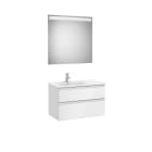 ROCA - Pack THE GAP lavabo a la izquierda 800x460 blanco con UNIK THE GAP de dos cajones y espejo Eidos
