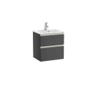 ROCA - Mueble UNIK THE GAP Compact 500x380 gris antracita de dos cajones y lavabo en color blanco
