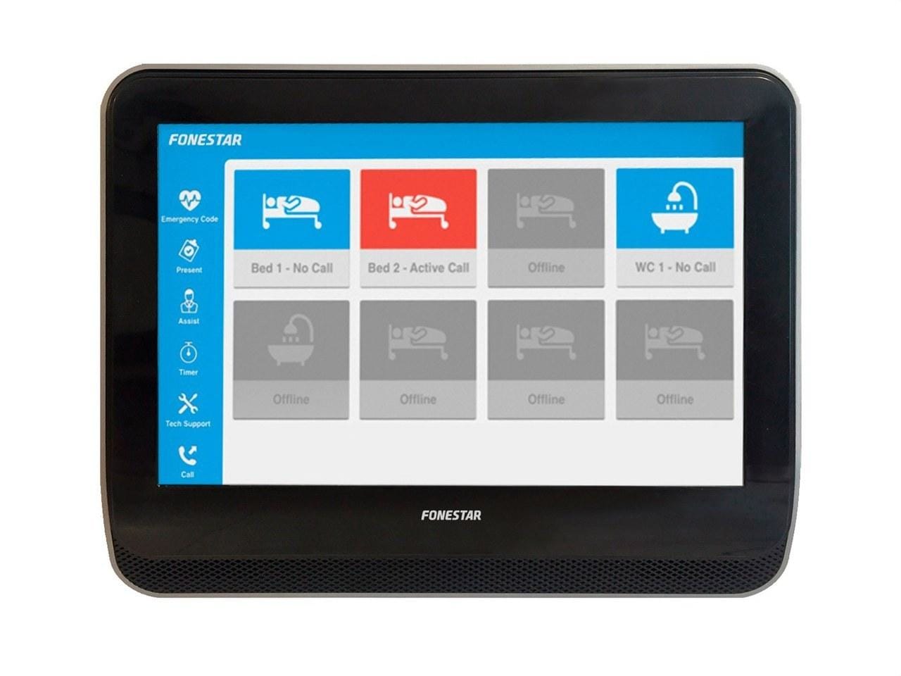 FONESTAR - Teléfono VOIP con pantalla táctil 7" función manos libres monitorización del estado de las habitaciones 255x85x200mm