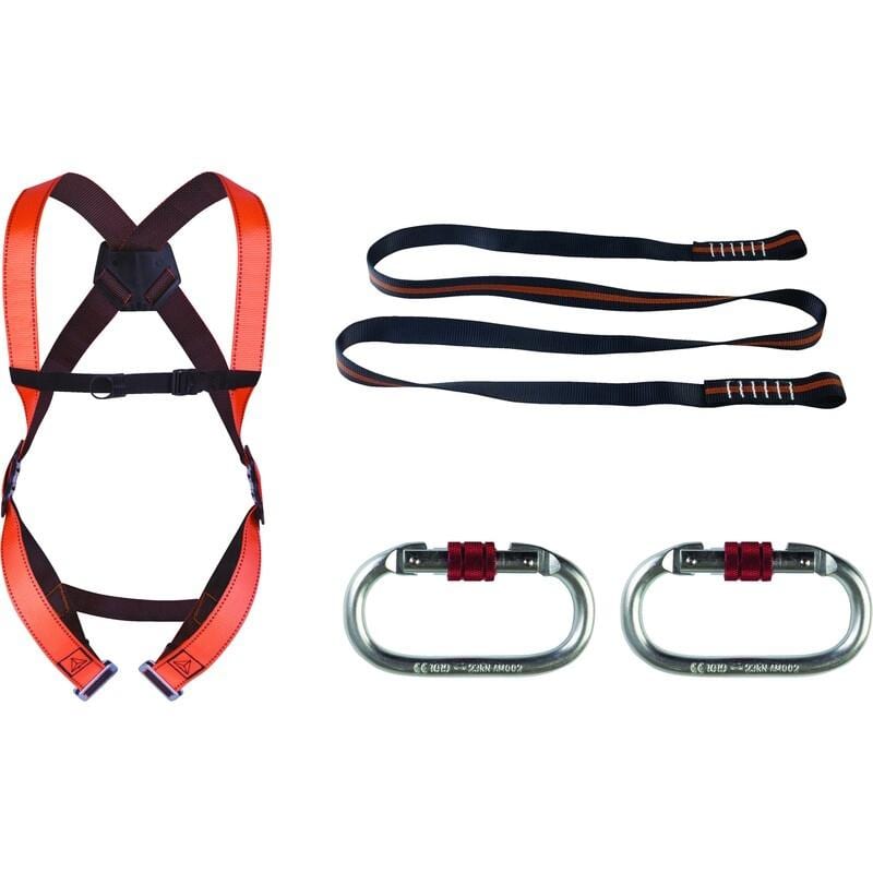DELTA PLUS - Kit arnés 1 punto con cincha 1,50 m + 2 AM002 naranja talla S/M/L