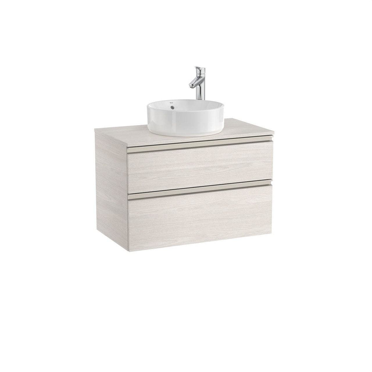 ROCA - Mueble THE GAP 800x460 fresno nórdico para lavabos de sobre encimera de dos cajones