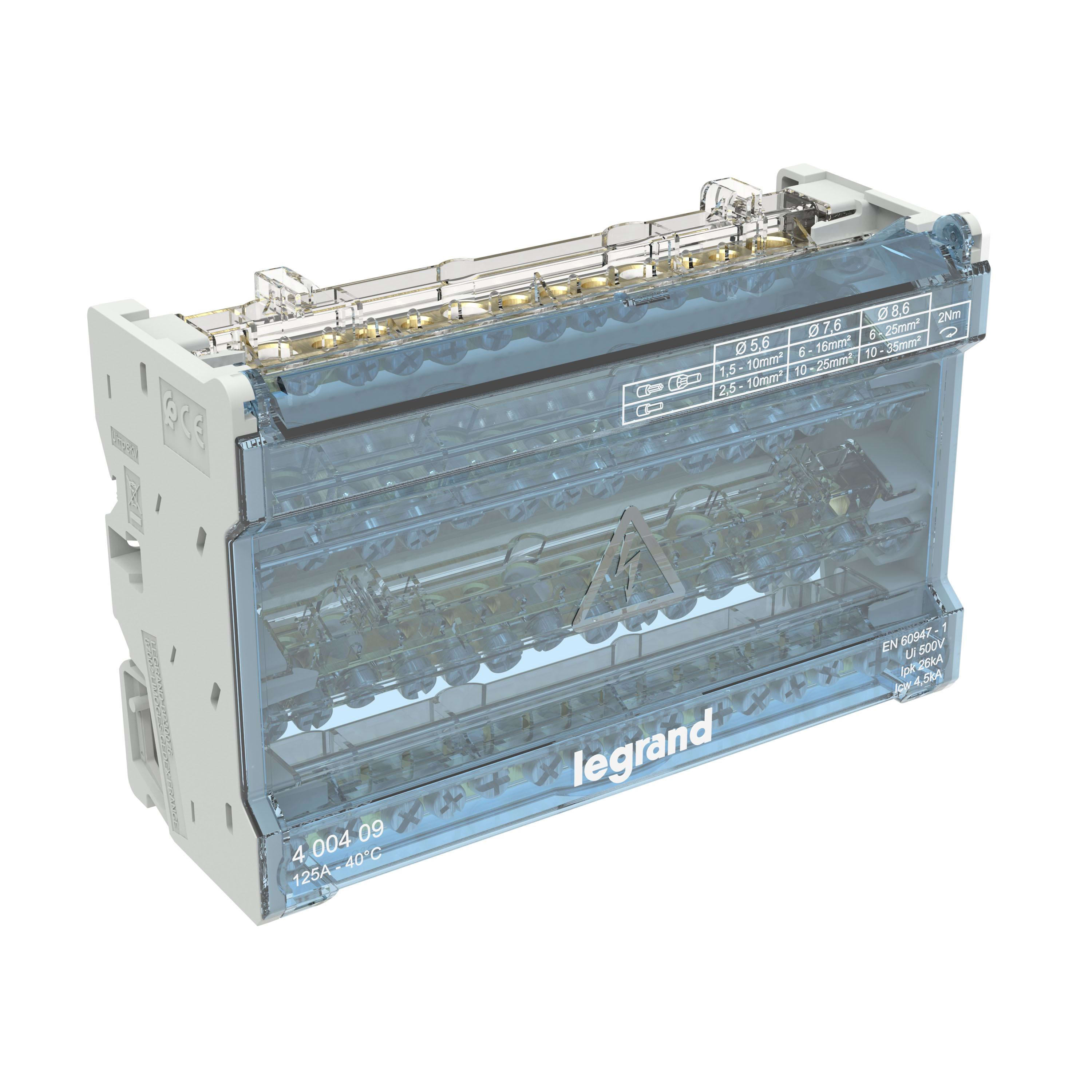 LEGRAND - Repartidor modular de barras escalonadas - 4 Polos - 125A - 14 salidas - 8 módulos