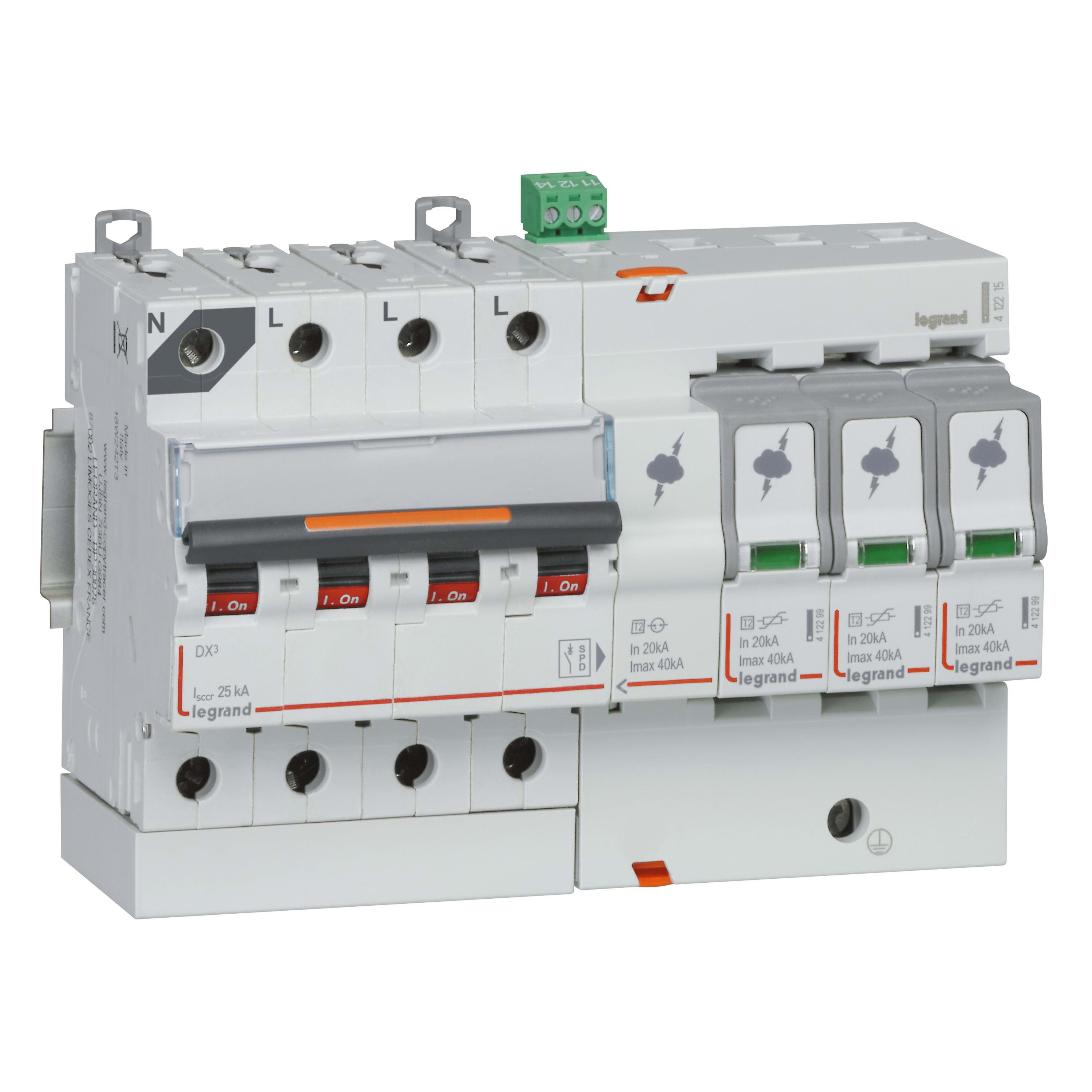 LEGRAND - SPD con protección ICC 25KA T2 IMAX 40KA 3P+N con izquierda con señalización de fallo