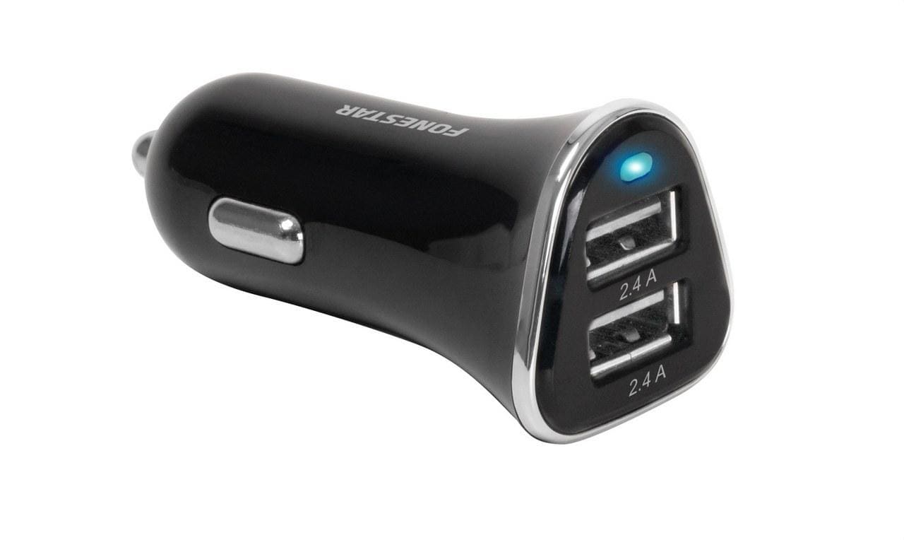 FONESTAR - Cargador de coche 17W, 3'4 A estabilizado carga adaptativa 2 x USB A hembra