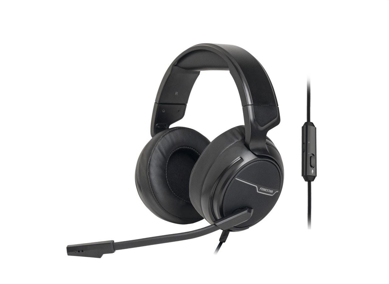 FONESTAR - Auriculares gaming con micrófono abatible Jack 3?5 mm de 4 contactos para auricular y micrófono