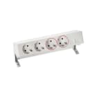 SIMON - Kit de sobremesa completo SIMON 400 con 2 bases de enchufe schuko+2 bases SAI+placa para 2 conectores RJ45 blanco