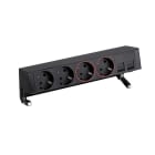 SIMON - Kit de sobremesa completo SIMON 400 con 2 bases de enchufe schuko+2 bases SAI+placa para 2 conectores RJ45 negro