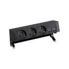 SIMON - Kit de sobremesa completo SIMON 400 con 3 bases de enchufe schuko+placa para 2 conectores RJ45 negro