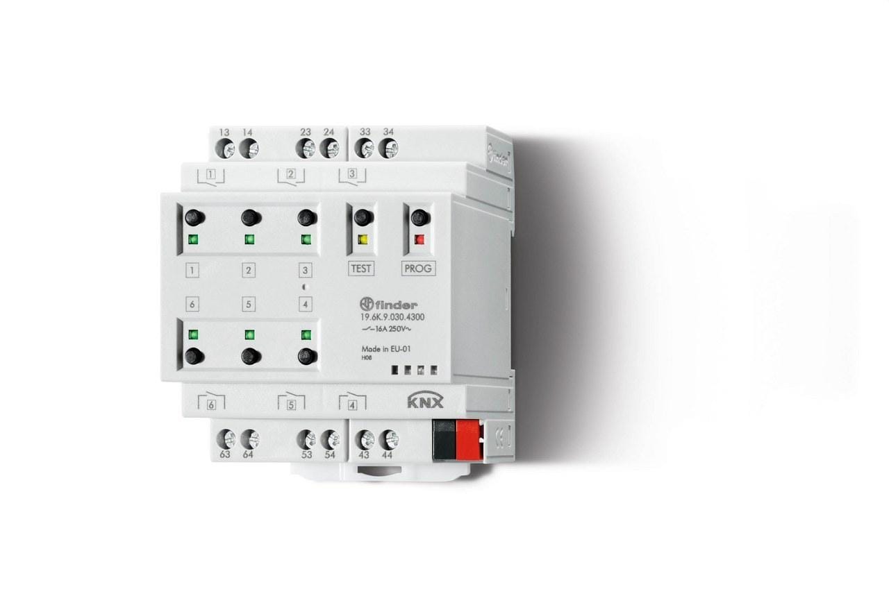 FINDER - Actuador de conexión tecnología KNX SERIE 19, 6 canales 16A, circuito de salida NA