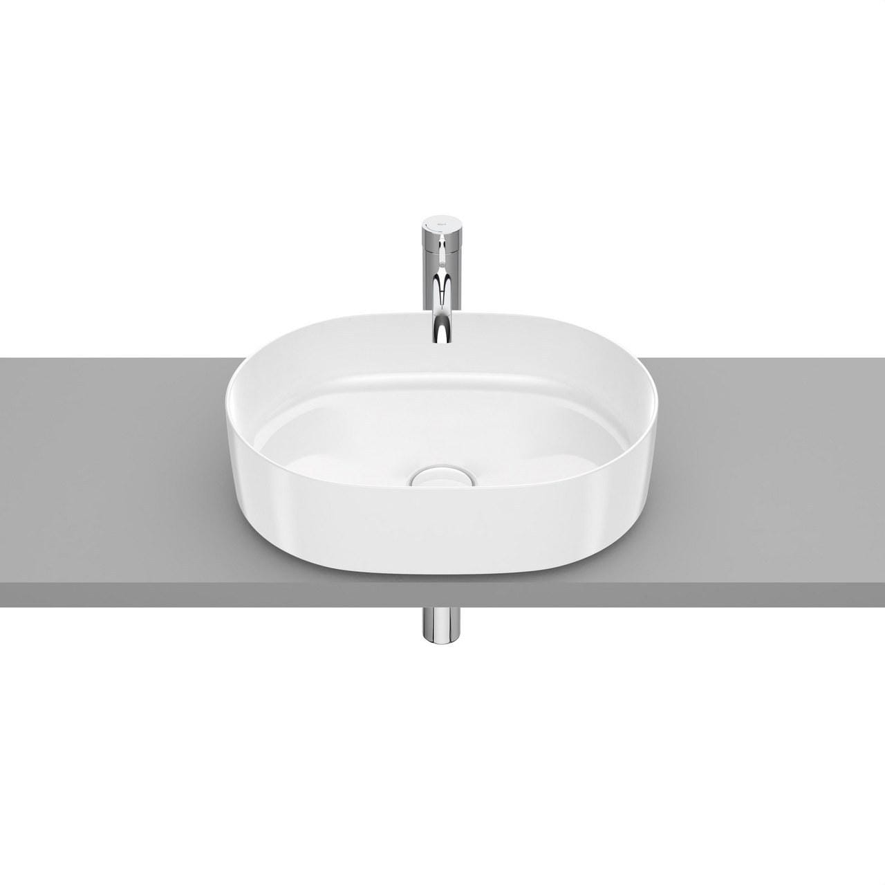 ROCA - Lavabo sobre encimera 500x140 redondo blanco mate
