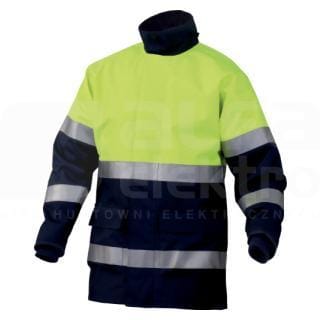 DELTA PLUS - Parka de protección alta visibilidad poliéster / fibra antiestático impregnado de PU talla XXL amarillo fluo / azul marino