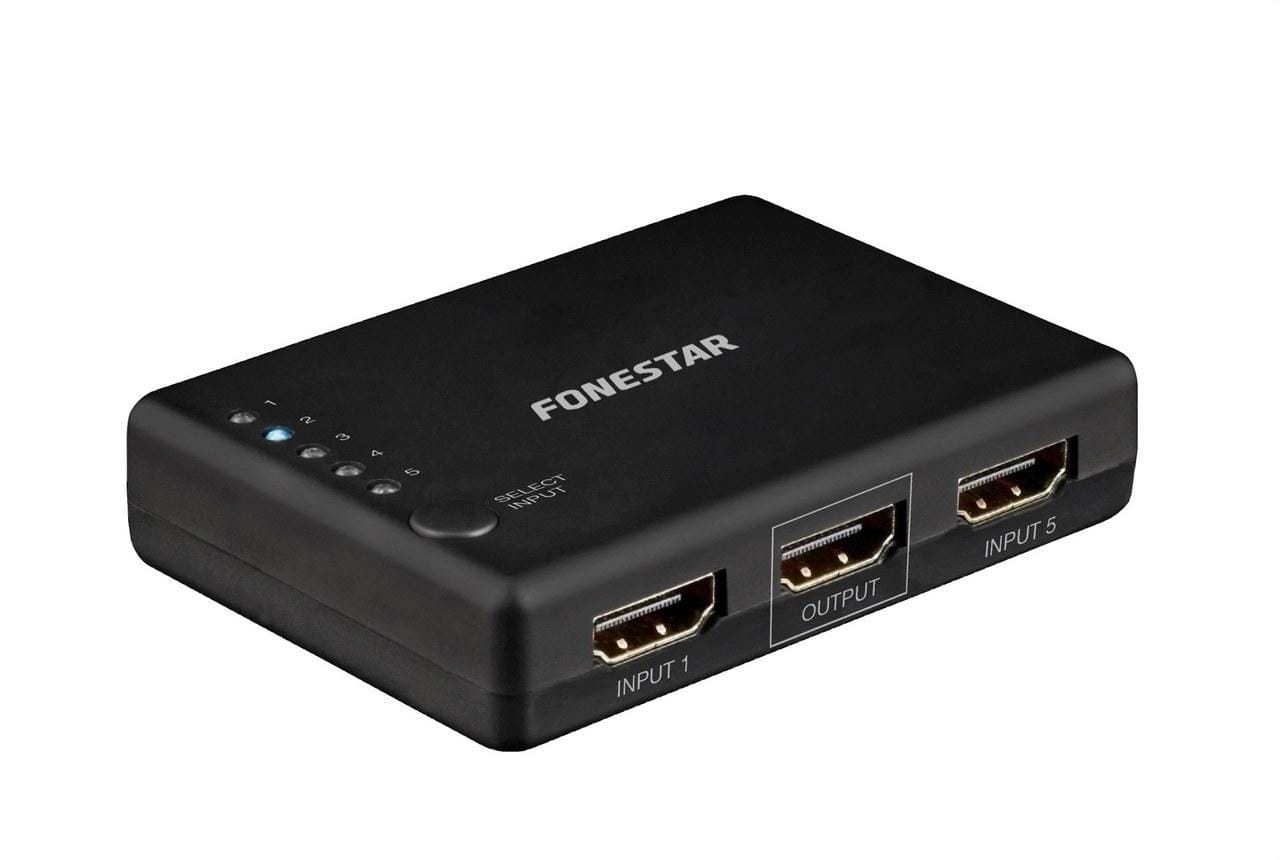 FONESTAR - Selector HDMI 5 x 1 resolución UHD 4K@60Hz HDMI 2.0