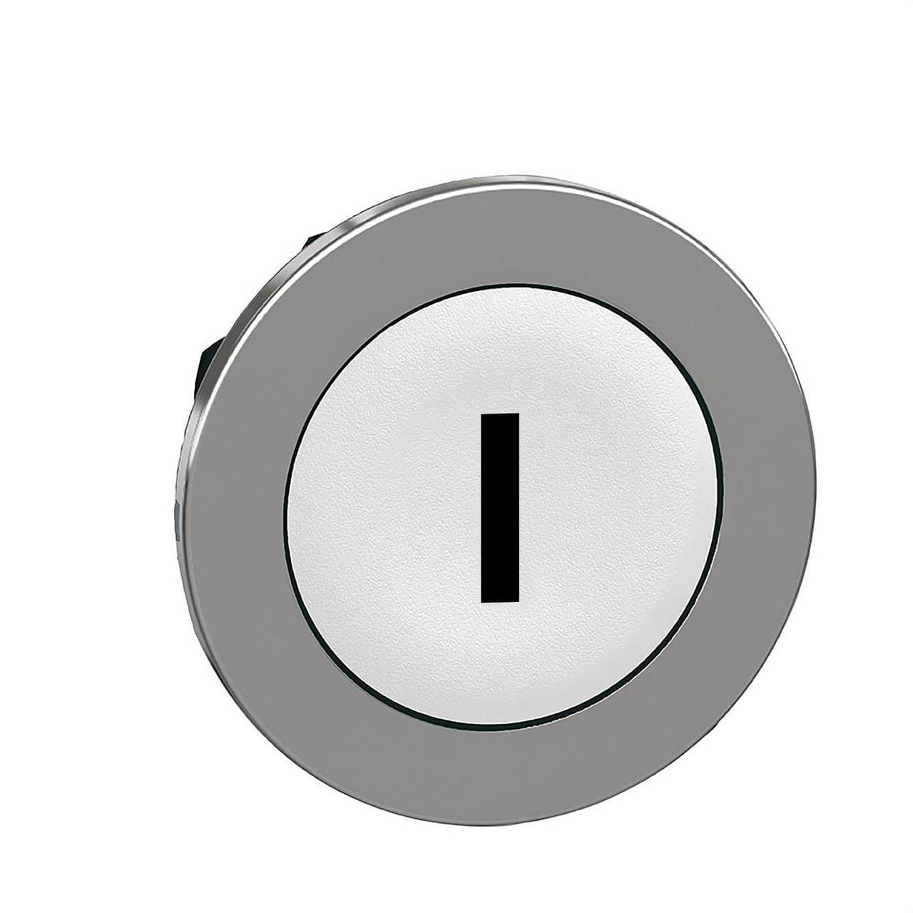 Schneider Electric - Cabeza pulsador XB4 montaje enrasado blanco con marcaje "I" color negro