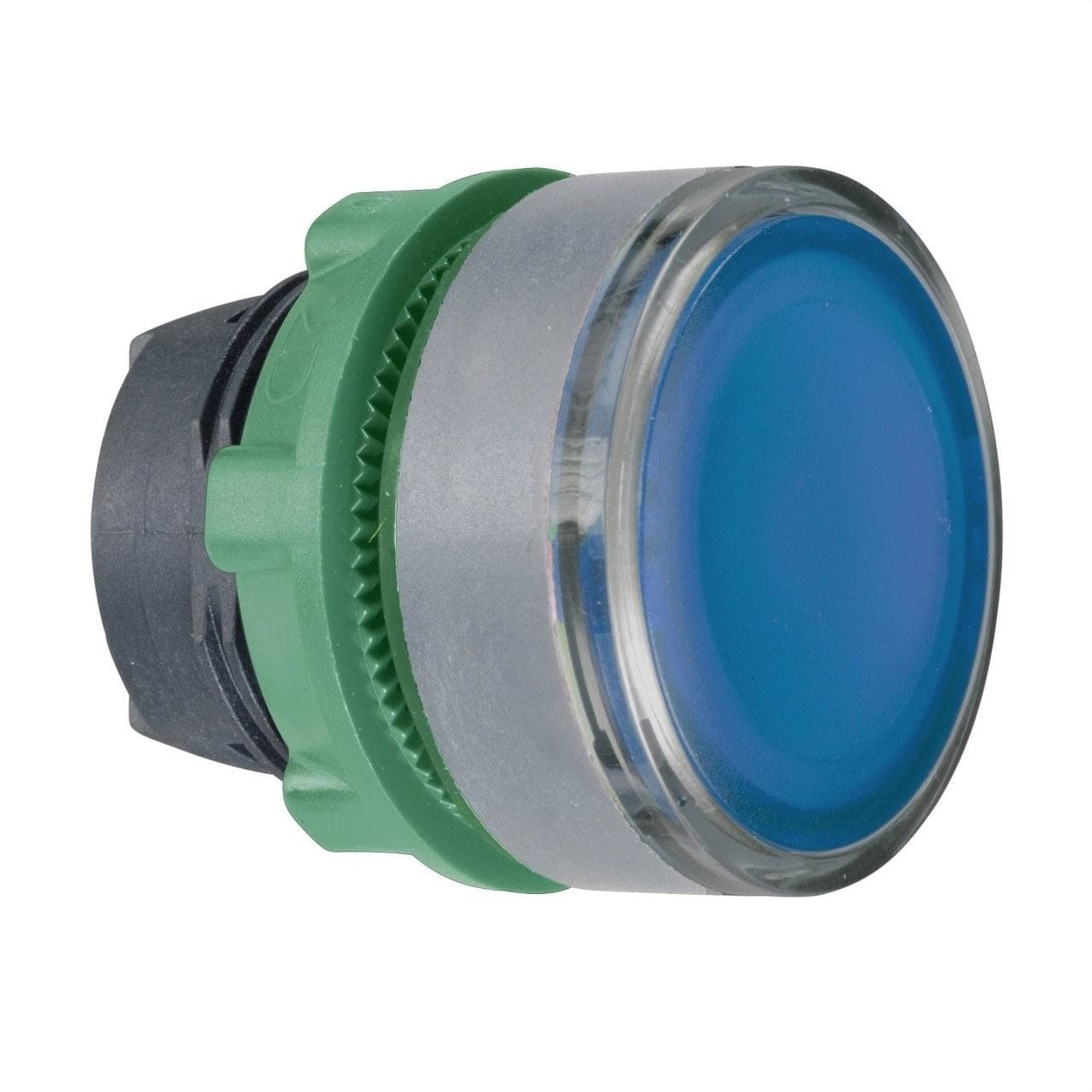 Schneider Electric - Cabeza pulsador luminoso XB5 azul pulsación doble LED gris