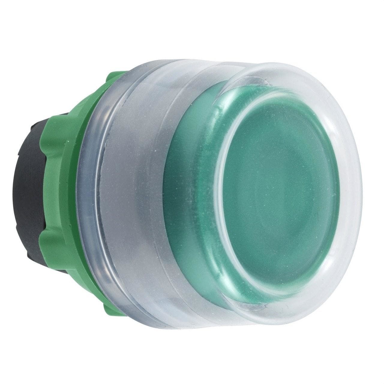 Schneider Electric - Cabeza pulsador XB5 verde con capuchón transparente gris
