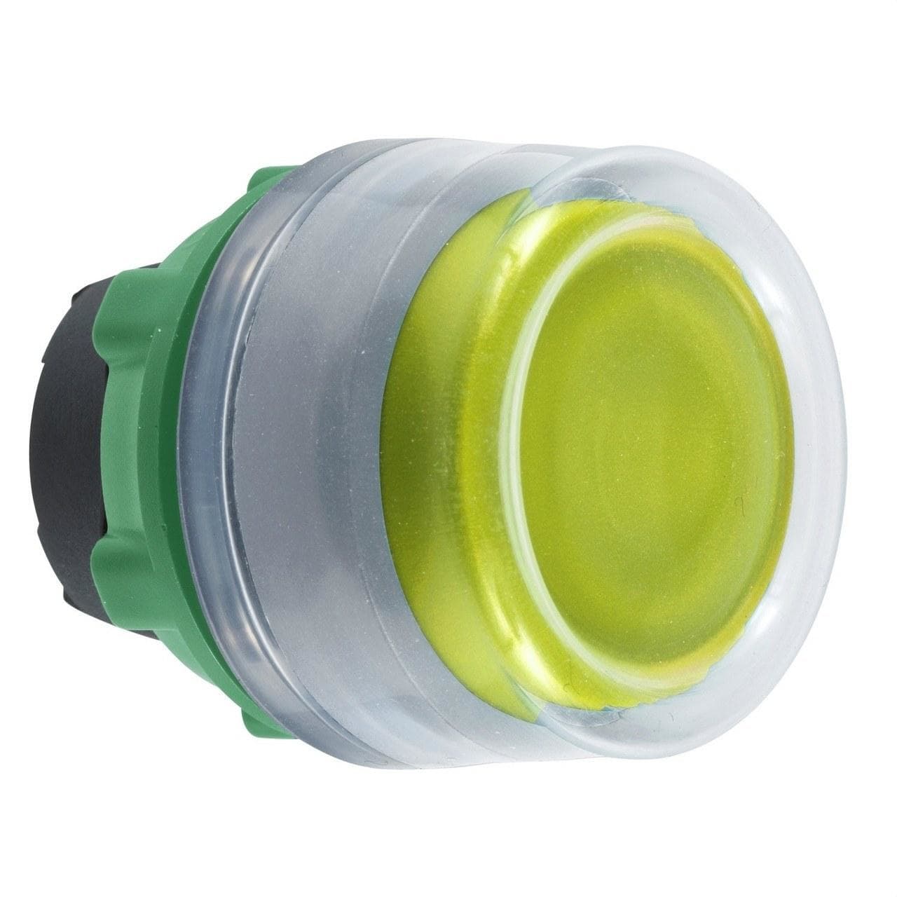 Schneider Electric - Cabeza pulsador XB5 amarilla con capuchón transparente gris