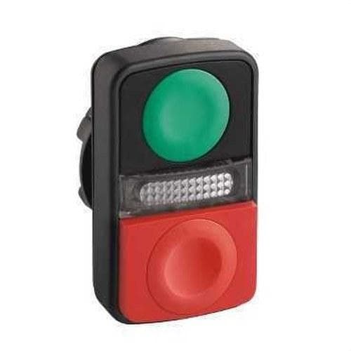 Schneider Electric - Cabeza pulsador doble plástico rasante saliente verde / roja