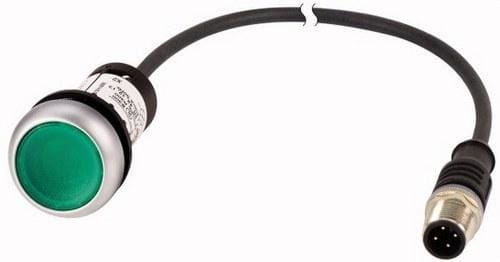EATON - Pulsador luminoso rasante con cable 1m y conector M12A retorno verde 24V 1 NO