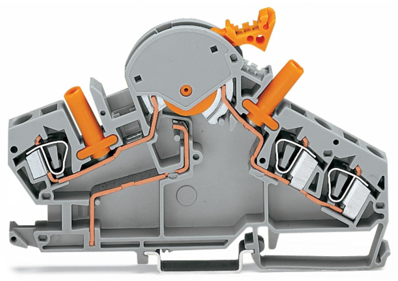 WAGO - Borna seccionable medida Serie 282 maneta naranja carcasa gris