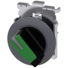 SIEMENS - SELECTOR SWITCH, ILLUMINABLE, 30 MM, ROUND, METAL, MATTE, GREEN, SELECTOR SWITCH, SHORT, FRONT RING