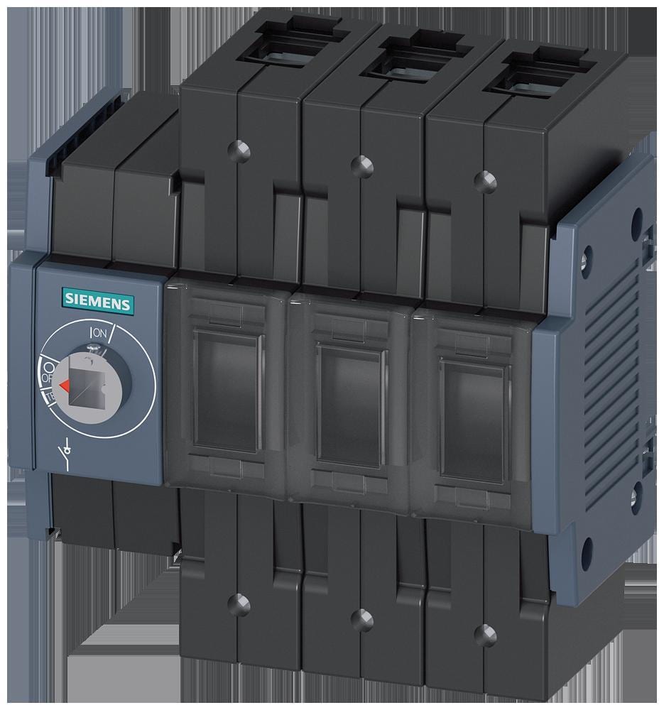 SIEMENS - Seccionador 400A tamaño 3 3 polos frontal izquierda conexión plana gris
