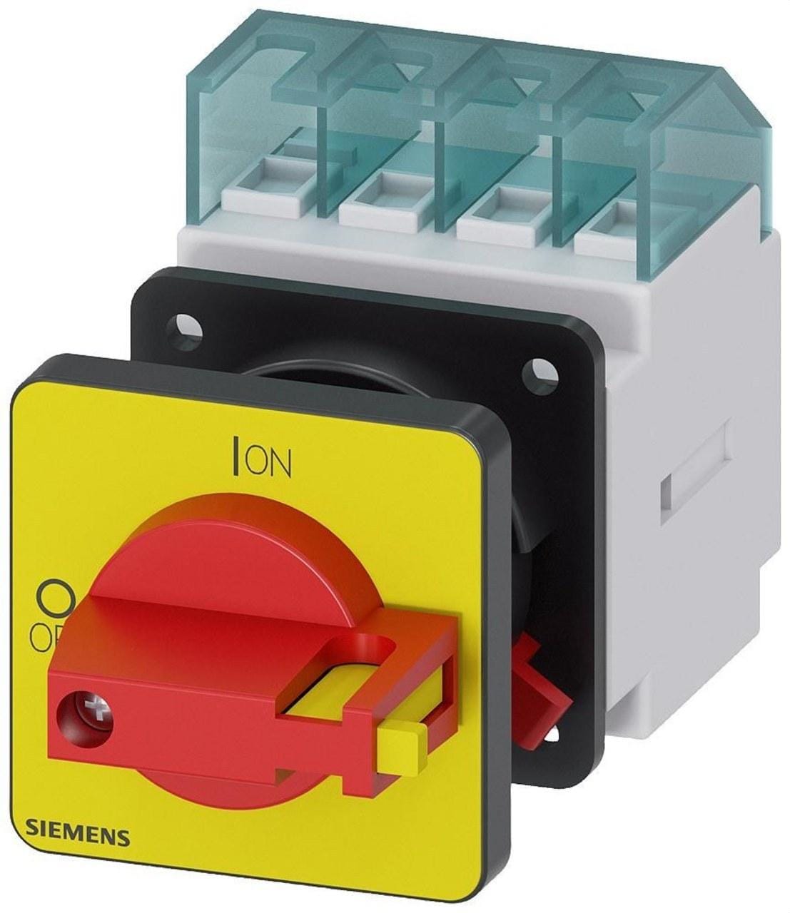 SIEMENS - Interruptor emergencia 4 polos frontal taladro central palanca rojo amarillo