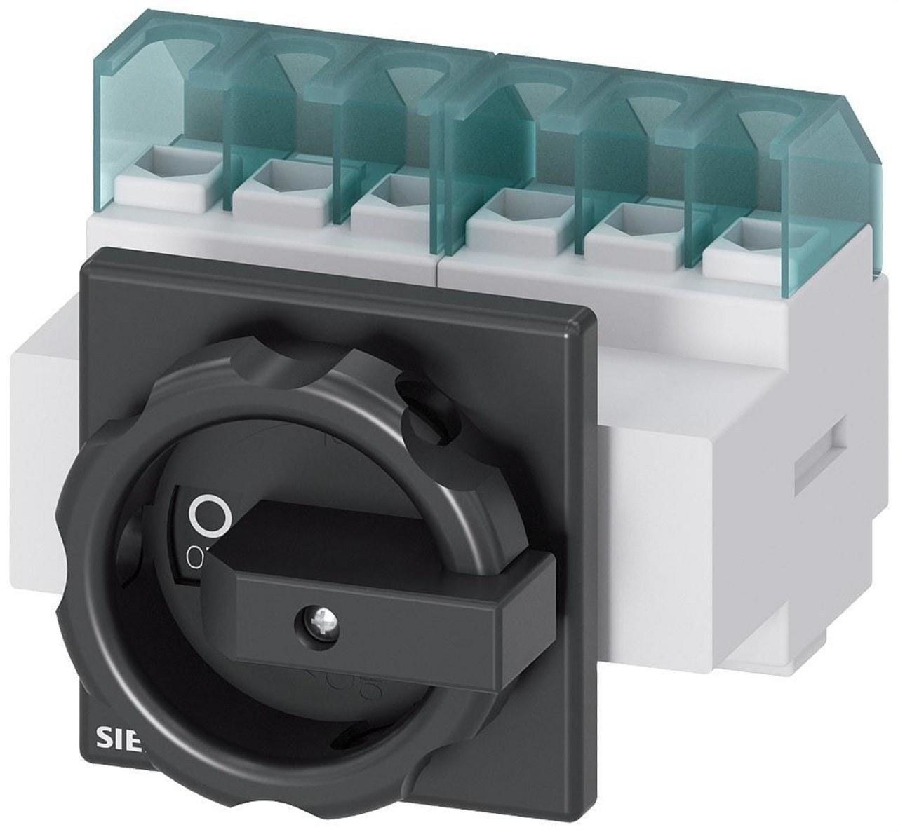 SIEMENS - Interruptor principal 6 polos frontal 4 taladros giratorio negro
