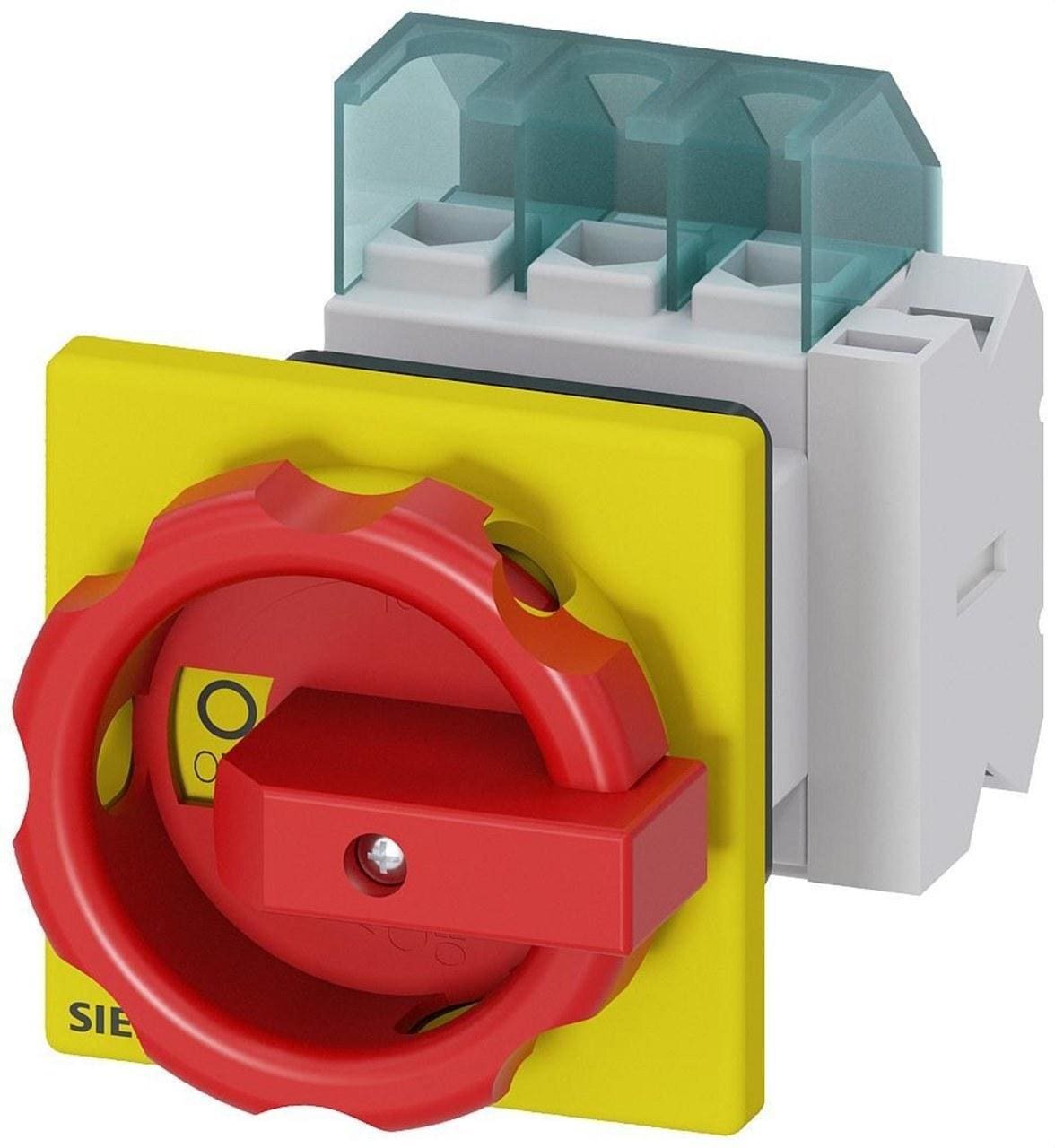 SIEMENS - Interruptor 3LD2 3 polos 25A orificio central frontal rojo/ amarillo